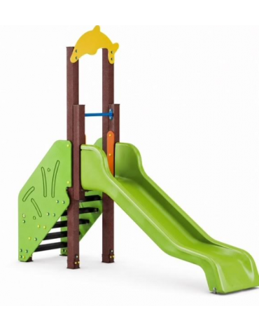 Scivolo Sali&scendi con pali in plastica riciclata e scivolo in polietilene - piattaforma h cm 90 - cm 314x74x265h