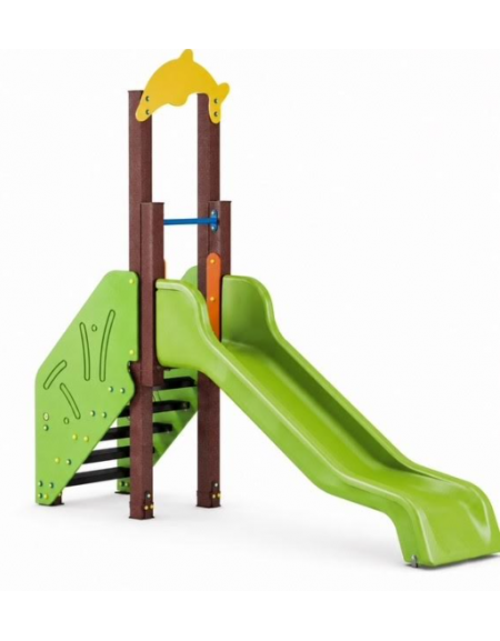 Scivolo Sali&scendi con pali in plastica riciclata e scivolo in polietilene - piattaforma h cm 90 - cm 314x74x265h