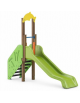 Scivolo Sali&scendi con pali in alluminio rifiniti in legno light, scivolo in polietilene - piattaforma h cm 90 - cm 314x74x265h