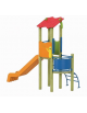 Torre singola teen con tetto, struttura in legno di pino termotrattato, scivolo in polietilene - cm 162x368x337h