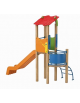 Torre singola teen con tetto, struttura in legno di pino nordico, scivolo in polietilene - cm 162x368x337h