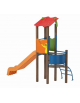Torre singola teen con tetto, struttura in alluminio rifinita in legno light, scivolo in polietilene - cm 162x368x337h