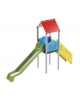 Torre singola con tetto, pali in alluminio - scivolo in polietilene rotazionale cm 150h - cm 120x512x360h