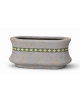 Fioriera ovale in cemento calcestruzzo colore Grigio travertino - con greca decorativa - cm 100x60x65h - Conforme ai CAM