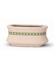 Fioriera ovale in cemento calcestruzzo colore Bianco travertino - con greca decorativa - cm 100x60x65h - Conforme ai CAM