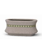 Fioriera ovale in cemento calcestruzzo colore Bianco sabbiato - con greca decorativa - cm 100x60x65h - Conforme ai CAM