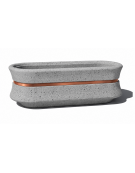 Fioriera ovale in cemento calcestruzzo colore Grigio pietra - con fascia color rame - cm 130x60x65h - Conforme ai CAM