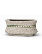 Fioriera ovale in cemento calcestruzzo colore Grigio sabbiato - con greca decorativa - cm 100x60x65h - Conforme ai CAM