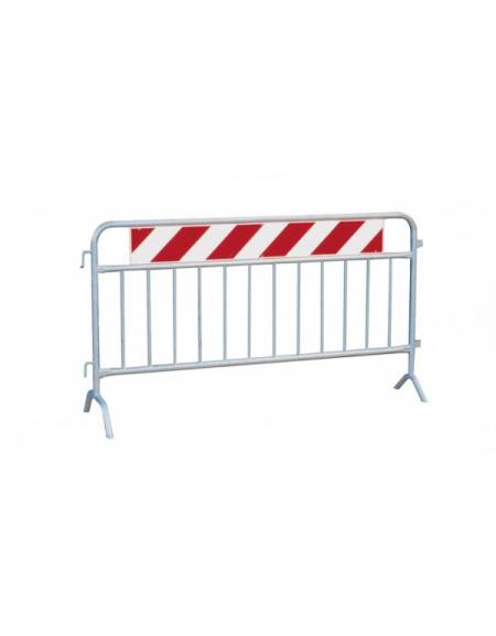 Transenna stradale in acciaio zincato da cm 200x110h con barra rifrangente bifacciale bianco-rossa
