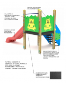Mini torre con scivolo in polietilene rotazionale - pali in legno di pino termotrattato - cm 192x322x200h