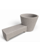 Panchina monoblocco con seduta e fioriera tonda in cemento - colore Bianco sabbiato - cm 230x129x100h - Conforme ai CAM