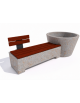 Panchina con fioriera tonda in cemento colore Grigio travertino - schienale 1 posto e seduta in legno - cm 230x129x100h - CAM