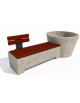 Panchina con fioriera tonda in cemento colore Grigio sabbiato - schienale 1 posto e seduta in legno - cm 230x129x100h - CAM