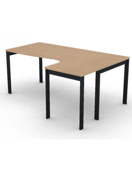 Workstation Dx forma a L, piano melaminico spessore mm 25 e struttura metallica gambe a ponte - Colori a scelta - cm 180x120x74h