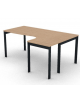 Workstation Dx forma a L, piano melaminico spessore mm 25 e struttura metallica gambe a ponte - Colori a scelta - cm 180x120x74h