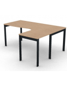 Workstation Dx forma a L, piano melaminico spessore mm 25 e struttura metallica gambe a ponte - Colori a scelta - cm 180x140x74h