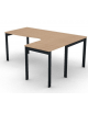 Workstation Dx forma a L, piano melaminico spessore mm 25 e struttura metallica gambe a ponte - Colori a scelta - cm 180x140x74h