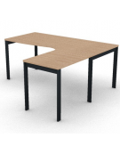 Workstation Dx forma a L, piano melaminico spessore mm 25 e struttura metallica gambe a ponte - Colori a scelta - cm 180x160x74h