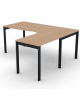 Workstation Dx forma a L, piano melaminico spessore mm 25 e struttura metallica gambe a ponte - Colori a scelta - cm 180x160x74h