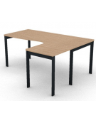 Workstation Dx forma a L, piano melaminico spessore mm 30 e struttura metallica gambe a ponte -Colori a scelta -cm 180x140x74,5h