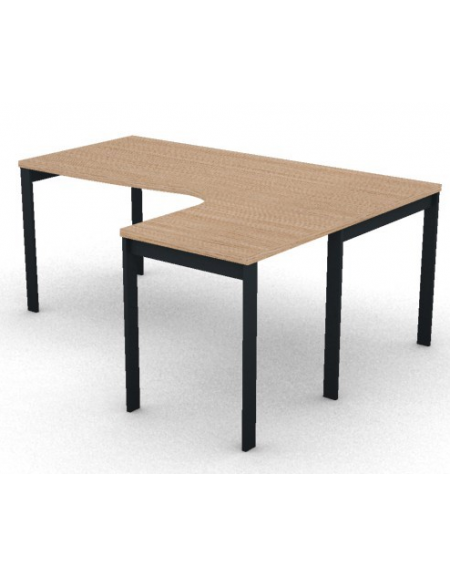 Workstation Dx forma a L, piano melaminico spessore mm 30 e struttura metallica gambe a ponte -Colori a scelta -cm 180x140x74,5h