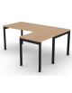 Workstation Dx forma a L, piano melaminico spessore mm 30 e struttura metallica gambe a ponte -Colori a scelta -cm 180x140x74,5h