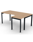 Workstation Dx forma a L, piano melaminico spessore mm 30 e struttura metallica gambe a ponte -Colori a scelta -cm 180x120x74,5h