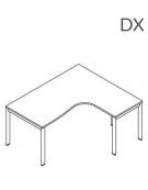 Workstation Dx forma a L, piano melaminico spessore mm 30 e struttura metallica gambe a ponte -Colori a scelta -cm 180x160x74,5h