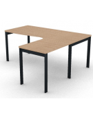 Workstation Dx forma a L, piano melaminico spessore mm 30 e struttura metallica gambe a ponte -Colori a scelta -cm 180x160x74,5h