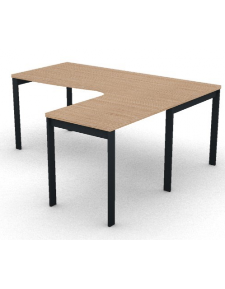 Workstation Dx forma a L, piano melaminico spessore mm 30 e struttura metallica gambe a ponte -Colori a scelta -cm 180x160x74,5h