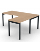 Workstation Dx forma a L, piano melaminico spessore mm 30 e struttura metallica gambe a ponte -Colori a scelta -cm 180x160x74,5h