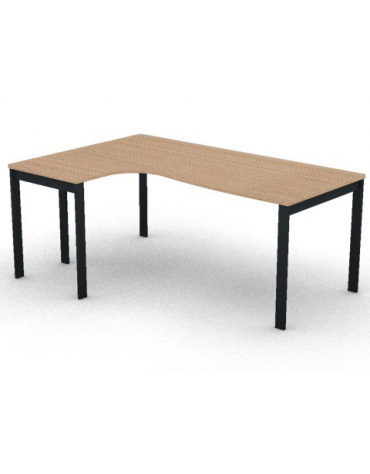 Workstation Sx forma a L, piano melaminico spessore mm 25 e struttura metallica gambe a ponte - Colori a scelta - cm 180x120x74h