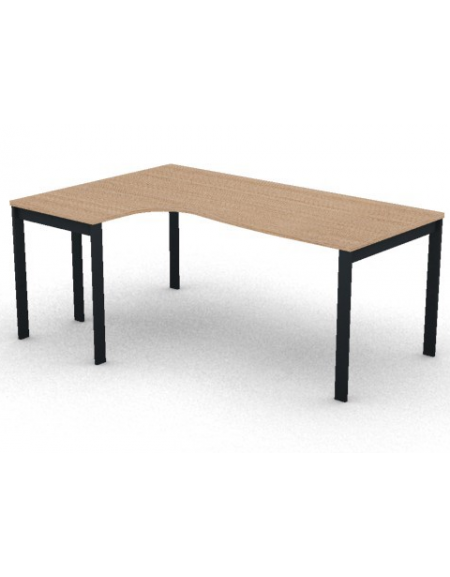 Workstation Sx forma a L, piano melaminico spessore mm 25 e struttura metallica gambe a ponte - Colori a scelta - cm 180x120x74h