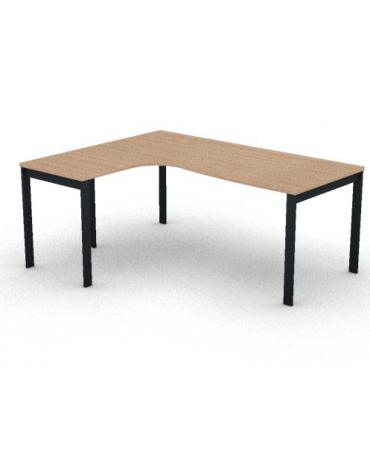 Workstation Sx forma a L, piano melaminico spessore mm 25 e struttura metallica gambe a ponte - Colori a scelta - cm 180x140x74h