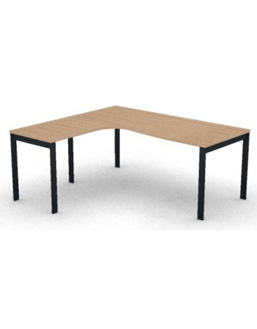 Workstation Sx forma a L, piano melaminico spessore mm 25 e struttura metallica gambe a ponte - Colori a scelta - cm 180x160x74h