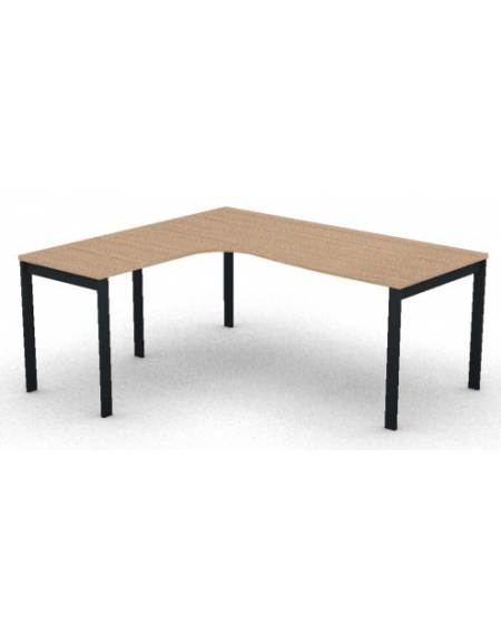 Workstation Sx forma a L, piano melaminico spessore mm 25 e struttura metallica gambe a ponte - Colori a scelta - cm 180x160x74h