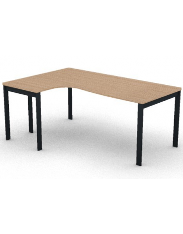 Workstation Sx forma a L, piano melaminico spessore mm 30 e struttura metallica gambe a ponte -Colori a scelta -cm 180x120x74,5h