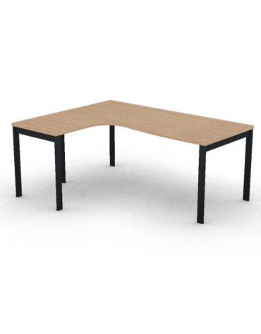 Workstation Sx forma a L, piano melaminico spessore mm 30 e struttura metallica gambe a ponte -Colori a scelta -cm 180x140x74,5h