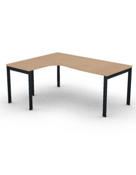 Workstation Sx forma a L, piano melaminico spessore mm 30 e struttura metallica gambe a ponte -Colori a scelta -cm 180x140x74,5h