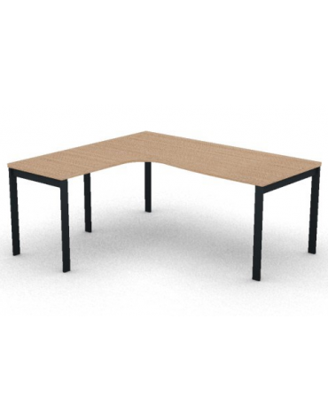 Workstation Sx forma a L, piano melaminico spessore mm 30 e struttura metallica gambe a ponte -Colori a scelta -cm 180x160x74,5h