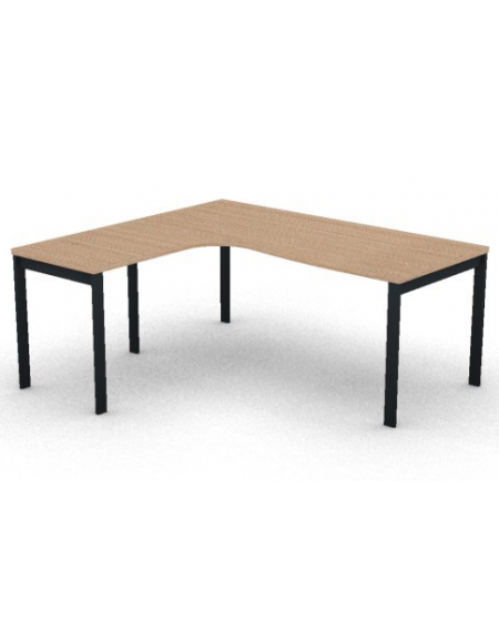 Workstation Sx forma a L, piano melaminico spessore mm 30 e struttura metallica gambe a ponte -Colori a scelta -cm 180x160x74,5h