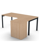 Workstation Dx con cassettiera portante e gambe a ponte - piano melaminico spessore mm 25 - Colori a scelta - cm 180x140x74h