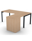 Workstation Dx con cassettiera portante e gambe a ponte - piano melaminico spessore mm 25 - Colori a scelta - cm 180x160x74h