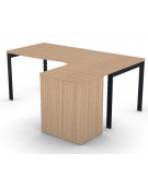 Workstation Dx con cassettiera portante e gambe a ponte - piano melaminico spessore mm 30 - Colori a scelta - cm 180x160x74,5h