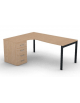 Workstation Sx con cassettiera portante e gambe a ponte - piano melaminico spessore mm 25 - Colori a scelta - cm 180x140x74h