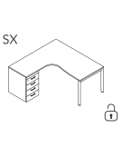 Workstation Sx con cassettiera portante e gambe a ponte - piano melaminico spessore mm 25 - Colori a scelta - cm 180x160x74h