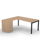 Workstation Sx con cassettiera portante e gambe a ponte - piano melaminico spessore mm 25 - Colori a scelta - cm 180x160x74h