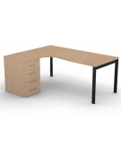 Workstation Sx con cassettiera portante e gambe a ponte - piano melaminico spessore mm 30 - Colori a scelta - cm 180x140x74,5h