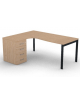 Workstation Sx con cassettiera portante e gambe a ponte - piano melaminico spessore mm 30 - Colori a scelta - cm 180x140x74,5h