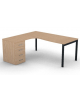 Workstation Sx con cassettiera portante e gambe a ponte - piano melaminico spessore mm 30 - Colori a scelta - cm 180x160x74,5h